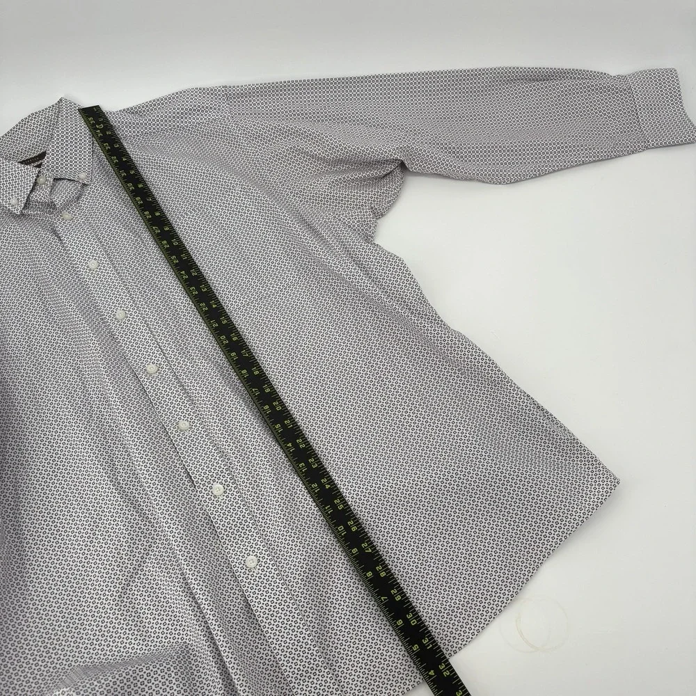 Ariat‎ Button Up Dress Shirt Mens XXL Blue Geometric Pattern Long Sleeve Stretch